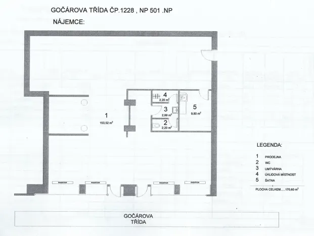 Pronájem obchodního prostoru, Hradec Králové, Gočárova třída, 170 m2