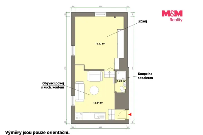 Pronájem bytu 1+1, Mariánské Lázně, Třebízského, 29 m2