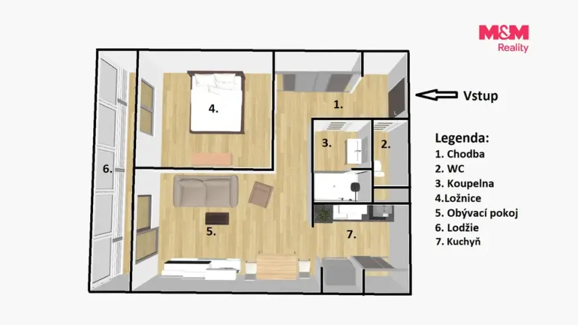 Prodej bytu 2+kk, Praha - Háje, Stříbrského, 42 m2