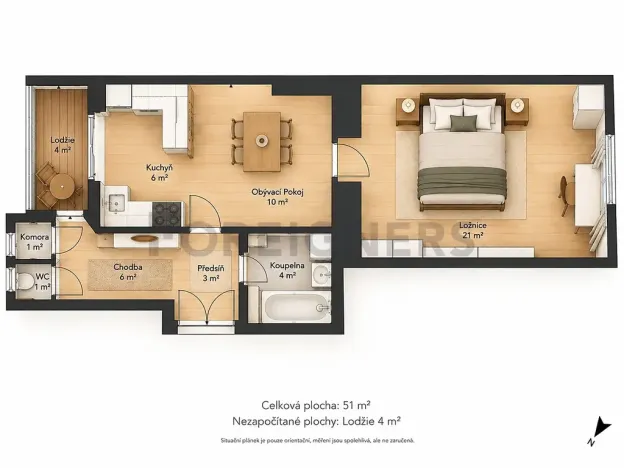 Prodej bytu 2+kk, Praha, 5. května, 51 m2