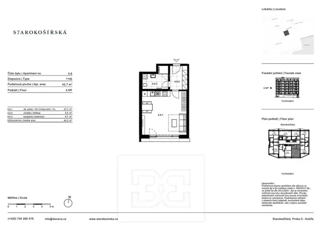 Prodej bytu 1+kk, Praha - Košíře, Starokošířská, 42 m2