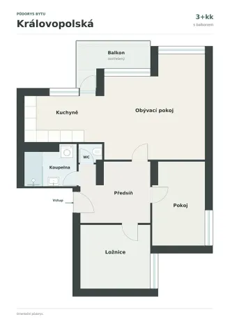 Prodej bytu 3+kk, Brno, Královopolská, 72 m2