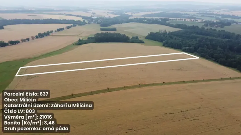 Prodej pole, Miličín, 23433 m2