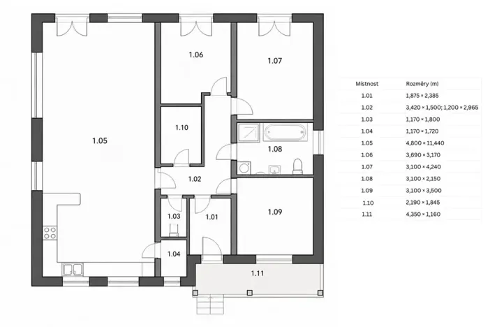 Prodej rodinného domu, Měchenice, 117 m2