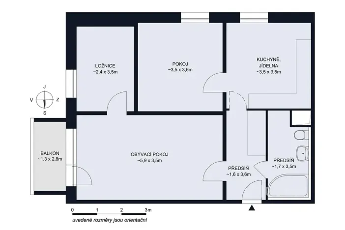 Prodej bytu 3+1, České Budějovice, A. Trägera, 63 m2