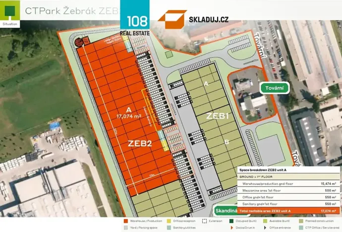 Pronájem skladu, Žebrák, Tovární, 24000 m2