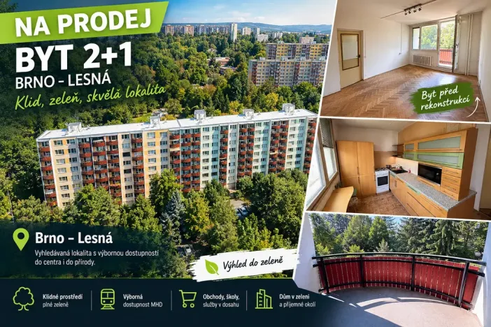 Prodej bytu 2+1, Brno, Nezvalova, 56 m2