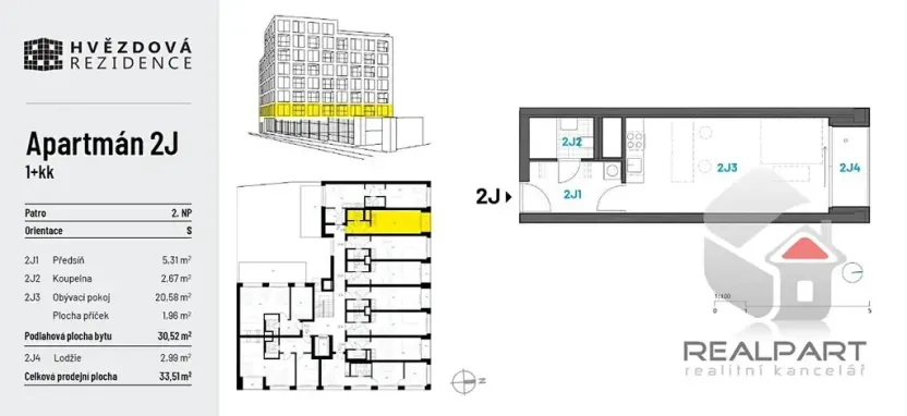 Pronájem bytu 1+kk, Brno, Hvězdová, 30 m2