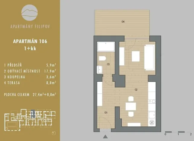 Prodej apartmánu, Javorník, 28 m2