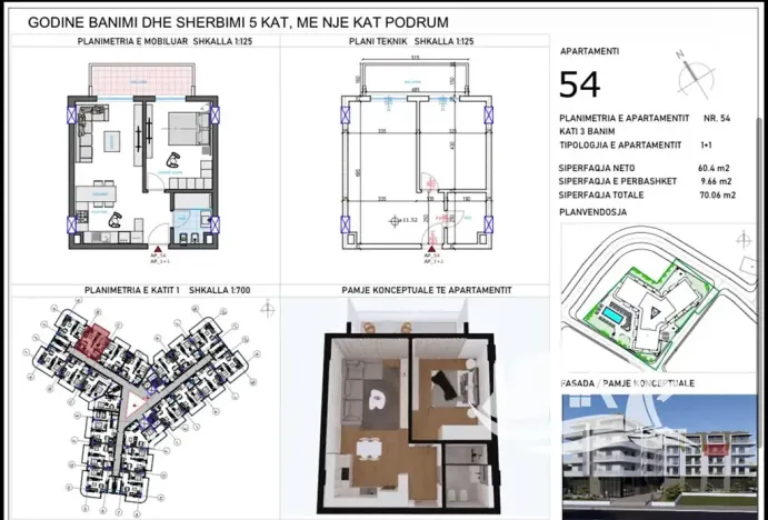 Prodej bytu 2+kk, Qerret, Albánie, 60 m2