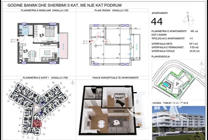 Prodej bytu 2+kk, Qerret, Albánie, 59 m2