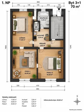 Prodej bytu 3+kk, Plzeň, Nepomucká, 70 m2