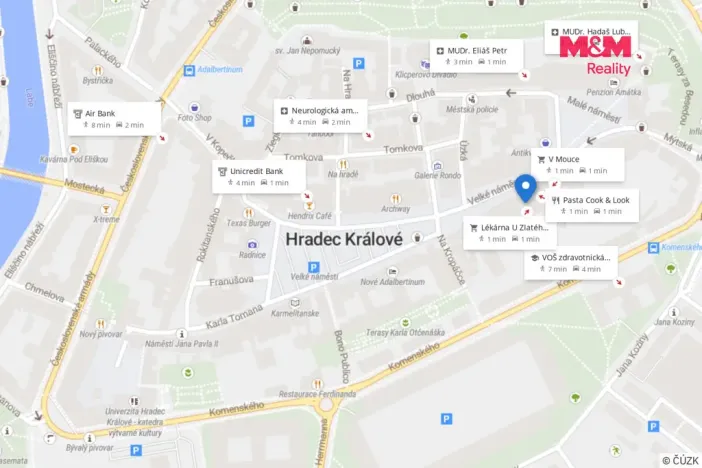 Pronájem bytu 2+1, Hradec Králové, Velké náměstí, 45 m2