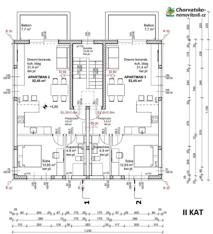 Prodej bytu 2+kk, Novalja, Chorvatsko, 73 m2