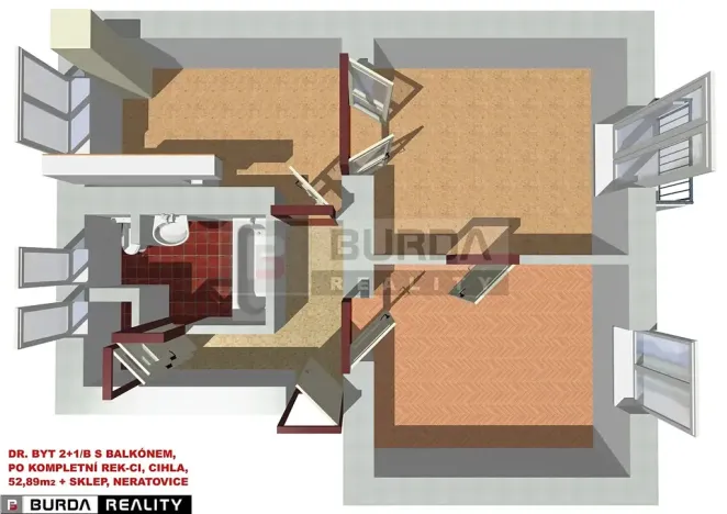 Pronájem bytu 2+1, Neratovice, 54 m2