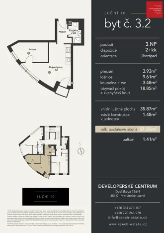 Pronájem bytu 2+kk, Mariánské Lázně, Luční, 37 m2