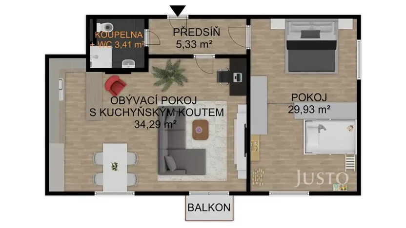 Prodej bytu 2+kk, Písek, Pražská, 72 m2