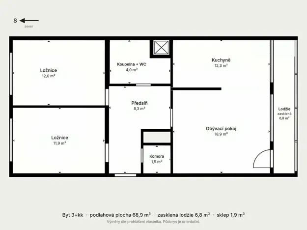 Prodej bytu 3+kk, Praha - Kamýk, Zimova, 69 m2