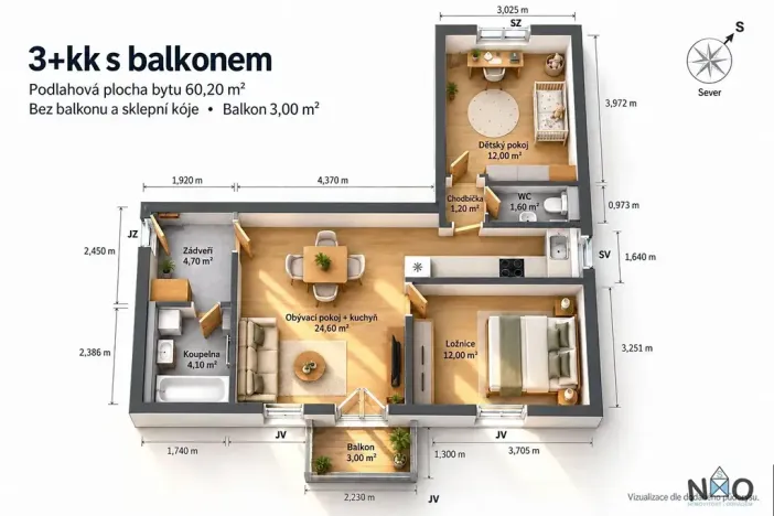 Prodej bytu 3+kk, Kaznějov, Školní, 60 m2