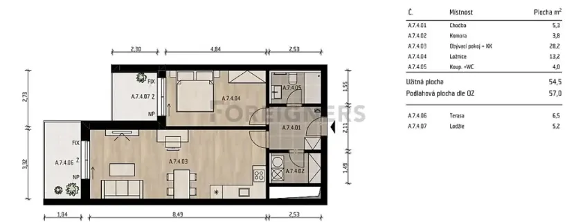 Pronájem bytu 2+kk, Praha - Břevnov, Radimova, 54 m2