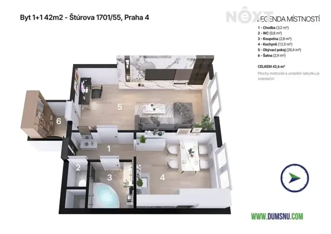 Prodej bytu 1+1, Praha - Krč, Štúrova, 42 m2