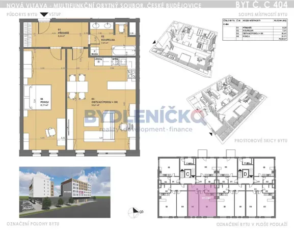 Prodej bytu 2+kk, České Budějovice, České Vrbné, 71 m2