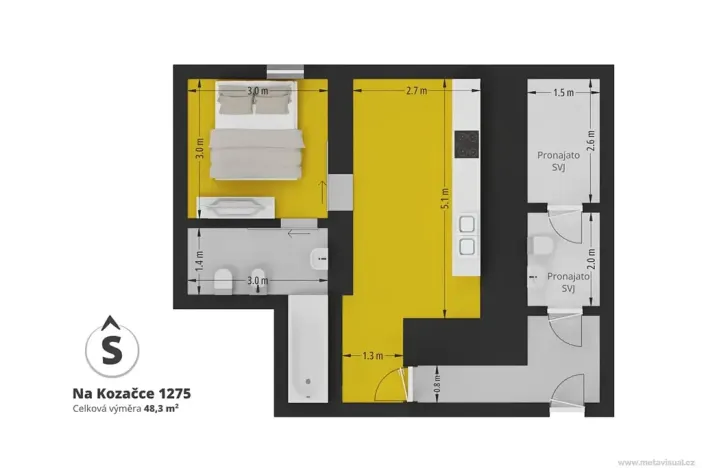 Prodej bytu 1+1, Praha - Vinohrady, Na Kozačce, 48 m2