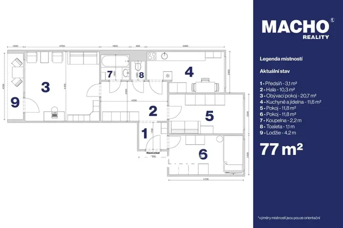 Prodej bytu 3+1, Praha - Modřany, Pirinská, 77 m2