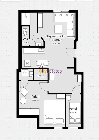 Prodej bytu 3+kk, Poděbrady, Tyršova, 67 m2