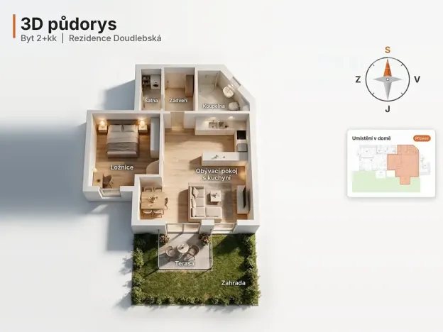Pronájem bytu 2+kk, České Budějovice, Doudlebská, 67 m2