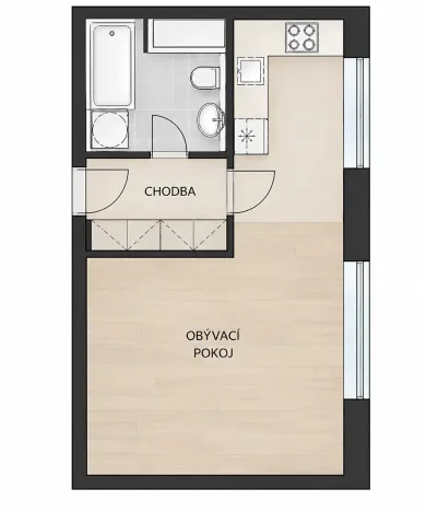 Prodej bytu 1+kk, Praha - Troja, Hnězdenská, 33 m2