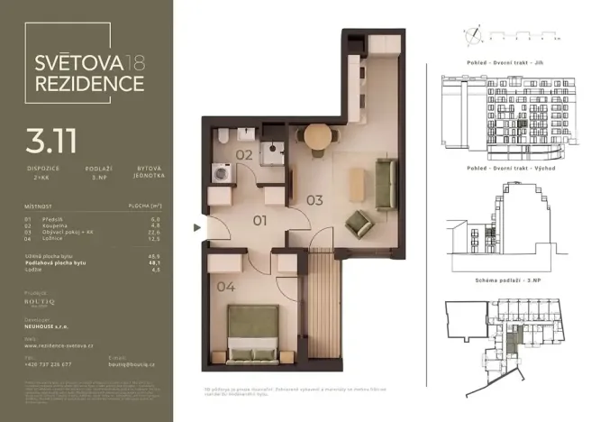 Prodej bytu 2+kk, Praha - Libeň, Světova, 46 m2