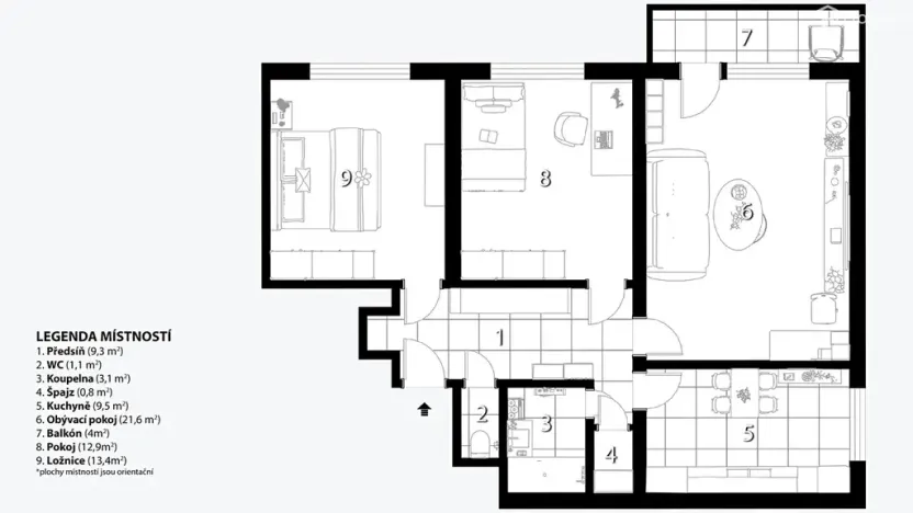 Prodej bytu 3+1, Brno, Uprkova, 72 m2